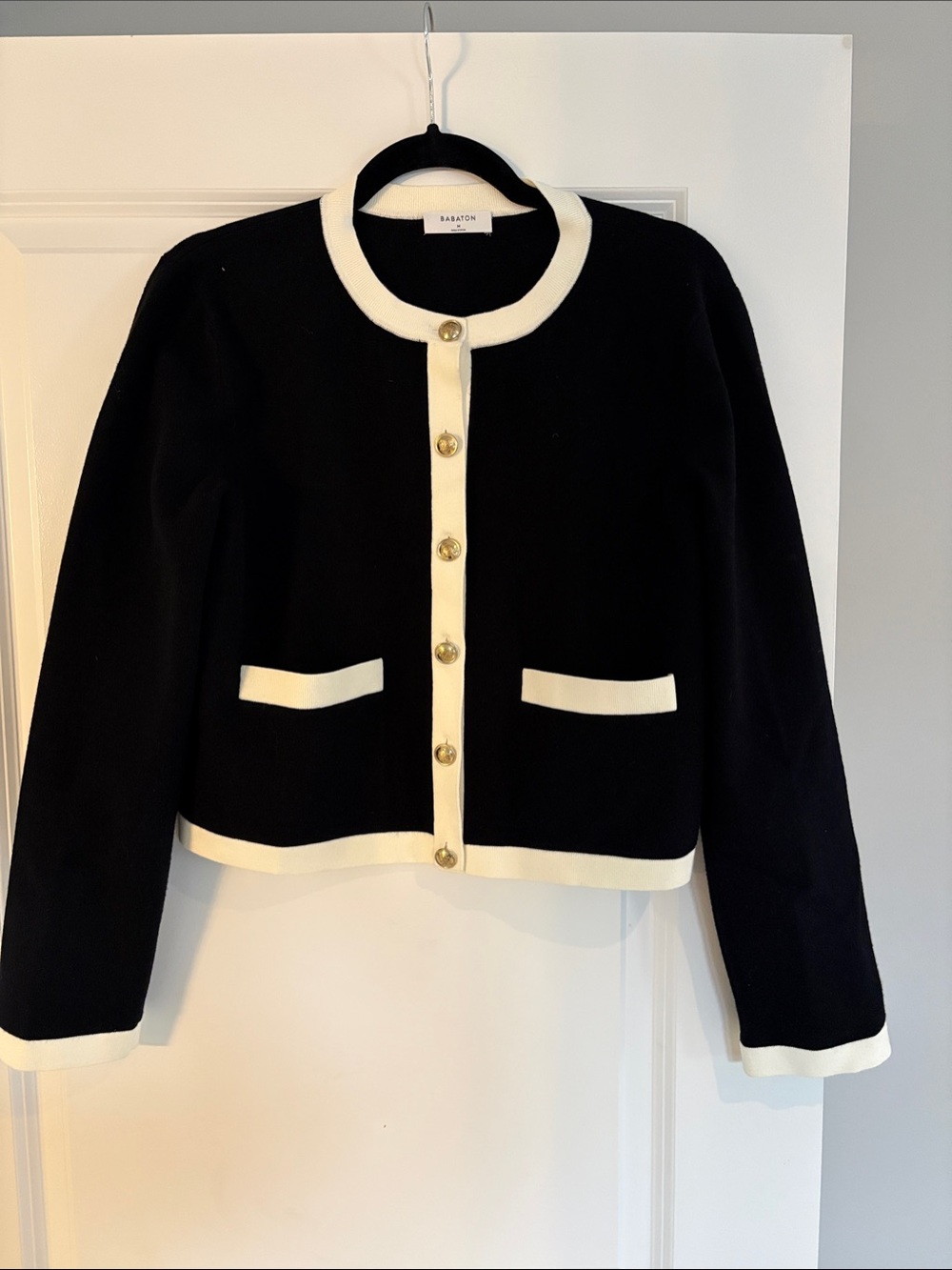 Babaton Black Jacket with White Trim